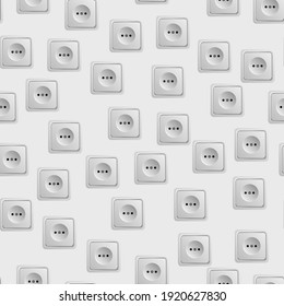 Sockets seamless pattern realistic vector illustration of electricity