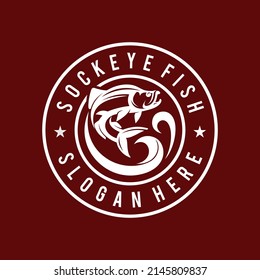 sockeye fish logo with emblem concept