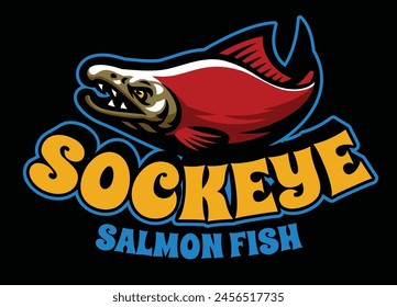 Sockeye Salmon Fish Mascot Logo Isolated
