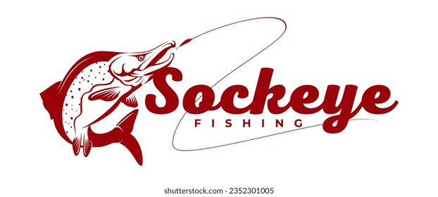 Sockeye Salmon Logo template, Unique and Fresh Abstract Sockeye Salmon out of the water. Great to use as Sockeye Salmon Anglers' fishing activity