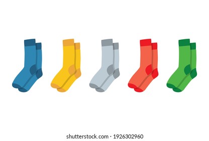 Socks for adults   children  Colorful rainbow socks  Man socks set  Vector illustration