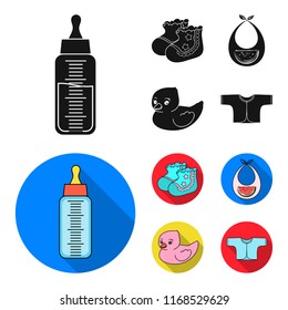 Socks, bib, toy duck, raspashonka.Baby born set collection icons in black,flat style vector symbol stock illustration web.