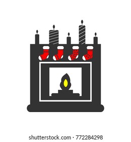 socks by fireplace icon. Christmas or New Year element. Premium color graphic design. Signs, outline symbols collection, simple icon for websites, web design, mobile app on white background