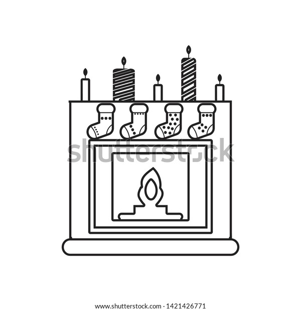 Socks By Fireplace Icon Element Winter Stock Vector Royalty Free
