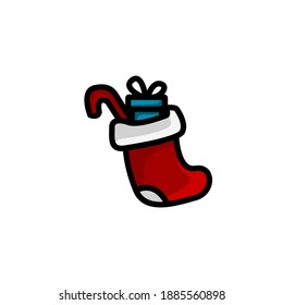 socks christmas decoration colorful icon vector illustration