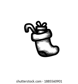 socks christmas decoration hand drawn icon vector illustration
