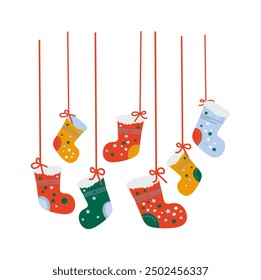 socks christmas set , new year traditions , seven socks on strings