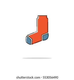 Socks color thin line icon on white background. Mbe minimalism style