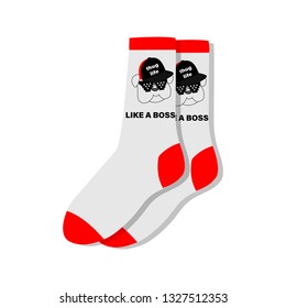 socks with dog thug life,like a boss.Vector illustration