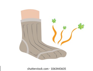 Socks emits odor, disease or pain. Editable Clip Art.