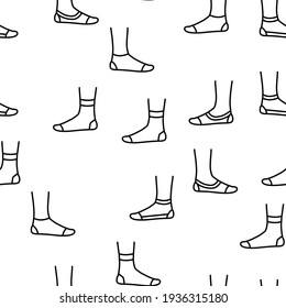 Socks Fabric Accessory Vector Seamless Pattern Thin Line Illustration