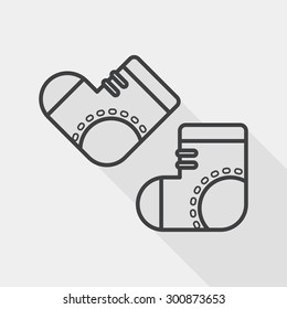socks flat icon with long shadow, EPS 10, line icon