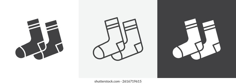 Socks flat and liner vector icons set