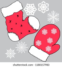 socks and gloves in Christmas colors