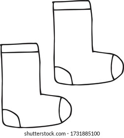 calcetines dibujados a mano en estilo doodle. minimalismo monocromático vectorial escandinavo. ropa de abrigo, otoño, invierno, hogar acogedor, navidad