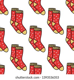 socks hand drawn seamless doodle pattern