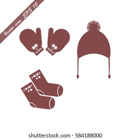 socks, hat, gloves vector icon