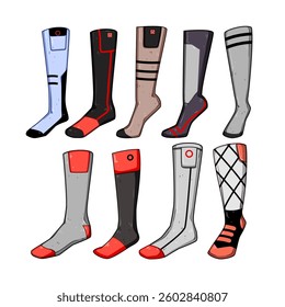 socks heated set cartoon. electric rechargeable, battery winter, cozy foot socks heated sign. isolated symbol vector illustration