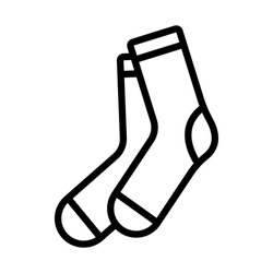 Socks Icon. Black Contour Linear Silhouette. Side View. Editable Strokes. Vector Simple Flat Graphic Illustration. Isolated Object On A White Background. Isolate.