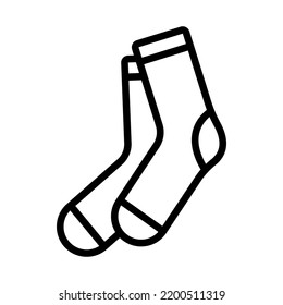 Socks icon. Black contour linear silhouette. Side view. Editable strokes. Vector simple flat graphic illustration. Isolated object on a white background. Isolate.