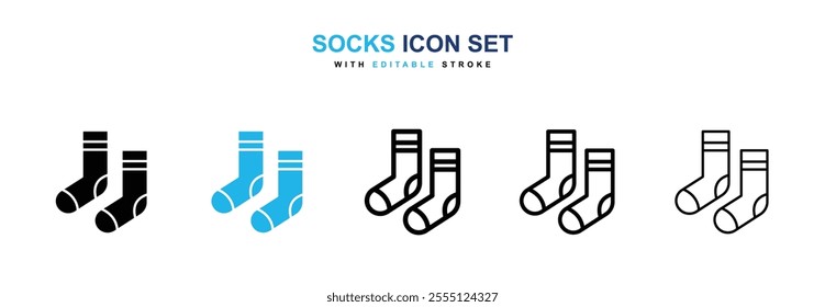 Socks icon collection in black and blue colors