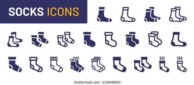 Socks icon collection. Set of outline socks. Vector illustration.