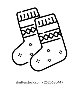 Socken-Symbol. Socken, Mode, Fuß, Winter, stricken, Weihnachten, Kleidung, Strumpf, warm, Herbst. Vektorgrafik