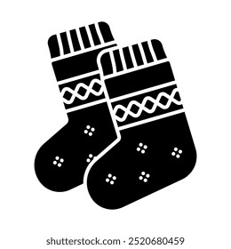 Socken-Symbol. Socken, Mode, Fuß, Winter, stricken, Weihnachten, Kleidung, Strumpf, warm, Herbst. Vektorgrafik