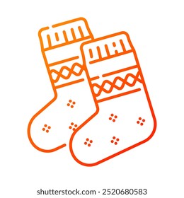 Socken-Symbol. Socken, Mode, Fuß, Winter, stricken, Weihnachten, Kleidung, Strumpf, warm, Herbst. Vektorgrafik