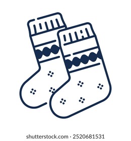 Socken-Symbol. Socken, Mode, Fuß, Winter, stricken, Weihnachten, Kleidung, Strumpf, warm, Herbst. Vektorgrafik