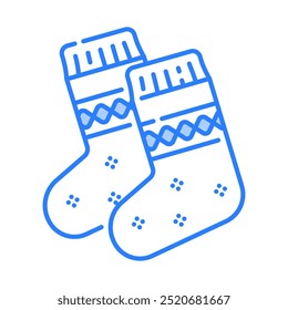 Socken-Symbol. Socken, Mode, Fuß, Winter, stricken, Weihnachten, Kleidung, Strumpf, warm, Herbst. Vektorgrafik