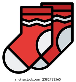 Socks icon in filled line style. Suitable for logo, web, graphic design, illustration, sticker, books, etc.