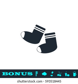 Socks icon flat. Black pictogram on white background. Vector illustration symbol and bonus button