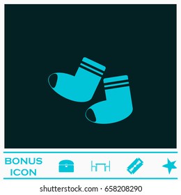 Socks icon flat. Blue pictogram on dark background. Vector illustration symbol and bonus icons