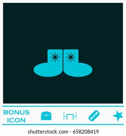 Socks icon flat. Blue pictogram on dark background. Vector illustration symbol and bonus icons