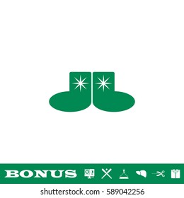 Socks icon flat. Green pictogram on white background. Vector illustration symbol and bonus button