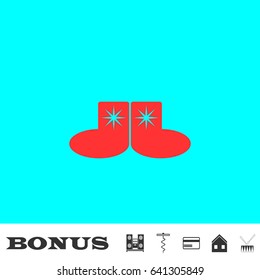 Socks icon flat. Red pictogram on blue background. Vector illustration symbol and bonus buttons Music center, corkscrew, credit card, house, drum