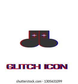 Socks icon flat. Simple pictogram - Glitch effect. Vector illustration symbol