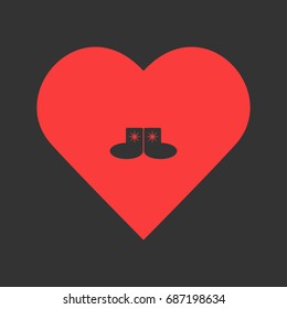 Socks icon flat. Simple pictogram on heart background. Vector illustration symbol
