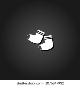 Socks icon flat. Simple White pictogram on black background with shadow. Vector illustration symbol