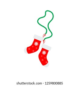 socks icon in flat style isolated vector illustration on white transparent background. Christmas sock icon vector