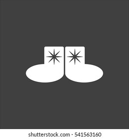 Socks icon flat. Vector white illustration isolated on black background. Flat symbol