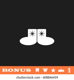Socks icon flat. White pictogram on black background. Vector illustration symbol and bonus button tooth, vase, star, mirror, bottle