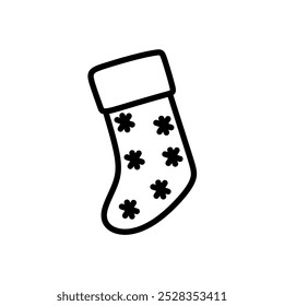 Icono de calcetines con patrón floral, Vector minimalista de calcetines dibujados a mano, Ilustración de calcetines para decoración, Ilustración de calcetines estilo arte de línea