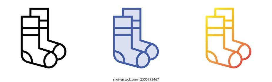 socks icon. Linear, Blue Fill and Gradient Style Design Isolated On White Background