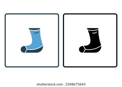 Socks Icon. Icon related to clothes. solid icon style. Simple vector design editable