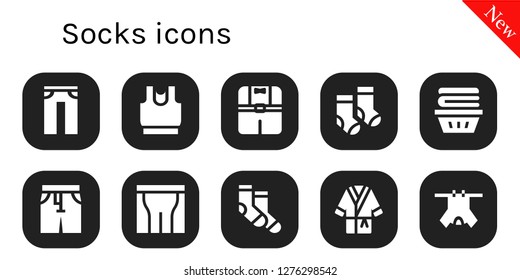  socks icon set. 10 filled socks icons. Simple modern icons about  - Jeans, Clothes, Socks, Pants, Bathrobe