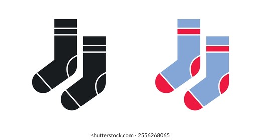 Socks icon set in black and colored versions.