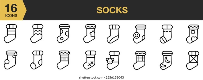 Socks icon set. Outline icons vector collection.