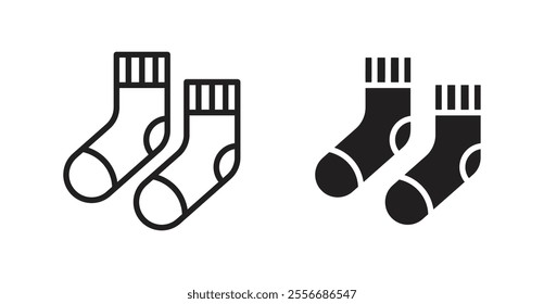 Socks icon set in Thin line black color.